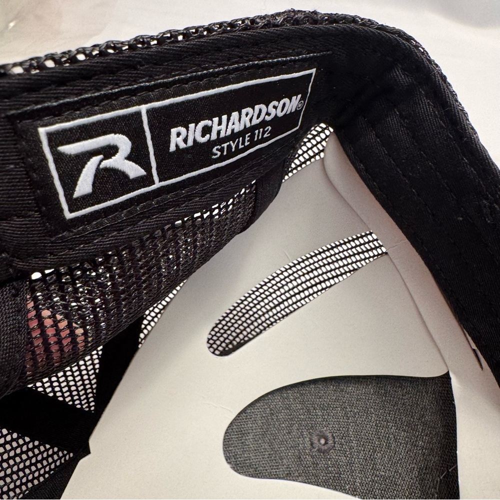 Stine 45 Richardson Trucker Hat Gray Black Leather Patch Mesh Back Cap New - Picture 6 of 6